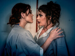 美女, Hd, レズビアン, メイド, オーガズム, 現実