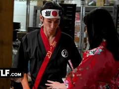 Hostess Paris Lincoln and cougar Lily Lane do whatever it takes for a promotion at the restaurant
