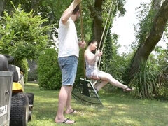 デカパイ, 茶髪の, チン, 手コキする, Hd, 天然, アウトドア, ティーン