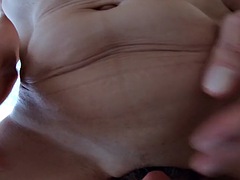 POV amateur MILF shaved pussy licking to orgasmic convulsions