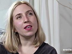 デカパイ, ブロンド, ドイツ人, 毛深い, ハードコア, オナニー, 一人, おもちゃ