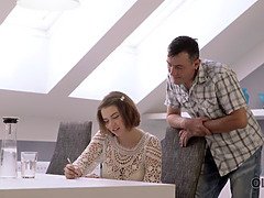 Marina Visconti's horny exam-free sex with old guy - Big titted teen takes it hard!