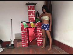 Amateur, Noire, Noir ébène, Poilue, Hard, De plein air, Pov, Toilettes