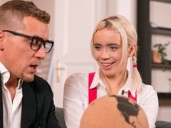 Angelic schoolgirl Daniela Orth is fucking with her teacher