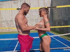 Fucking For First Place: Xander Corvus nails Gorgeous Busty Josephine Jackson Outdoors at Tennis Court