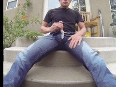 Leie, Grosser schwanz, Kondom, Schwul, Masturbation, Muskel, Im freien, Solo