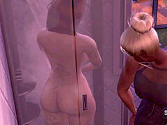 Ванна, Большая жопа, Лесбиянка, Соблазенение