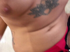 アメリカ人, 浴室, ブロンド, 茶髪の, チン, オナニー, ハメ撮り, オッパイの