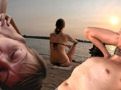 Wet Sunset On The Beach With Almasol: Hot Wife (milf) Squirts In Husbands Face