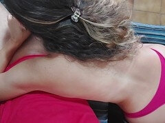 Step-sister with massive booty swallows my load