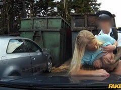 Enthousiasteling, Pijpbeurt, Auto, Stel, Buiten, Gezichtspunt, Kut duiken, Uniformpje