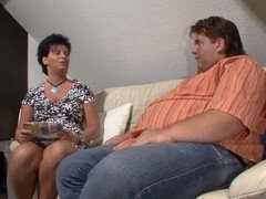 Plus-size mommy and her chubby boy get it on