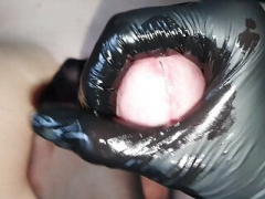 Latex gloves handjob #2