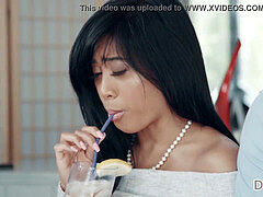 Amerikanisch, Asiatisch, Grosser schwanz, Schwarz, Papi, Schwarz