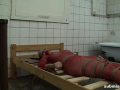 Cindy in the butchery bound to the bed