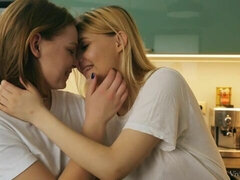 Kissing, Kitchen, Lesbian, Licking, Shaved, Skinny, Stripping, Teen