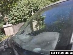 Jaycee Starr & Luna Light share a hard fuck in car wash, POV