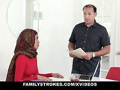 Stepsister (Maya Farrell) Learns To Suck My Cock In Her Hijab