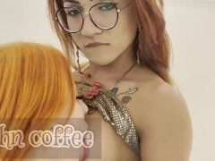 デカパイ, インド人, 異人種間, レズビアン, 公共, オマンコ, 赤毛, 妻