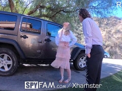 Anya Olsen gets a creampie from her stepbrother Robby Echo in a ruined car