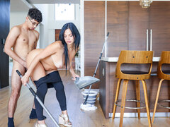 ビッチ, フェラチオ, バック, 女 人男 人, ラティーナ, 天然, ピアス, 剃毛