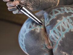 Tattooed Teen Testing Fuck Machine With Anal