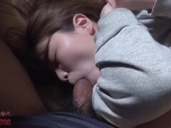 Enthousiasteling, Aziatisch, Stel, Diep in de keel, Harig, Japaans, Likken, Kut duiken