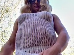 Leie, Britisch, Crossdresser, Lingerie, Reif, Im freien, Höschen, Transfrau