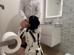 I Meet The Restaurant Waiter In The Bathroom, He Fucks Me, And I Give Him A Blowjob Until He