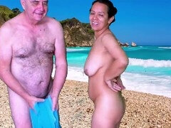 Playa, Verga grande, Mamada, Pajear, Masturbación, Al aire libre, Público, Coño