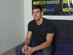 Muscled audition jock solo masturbating