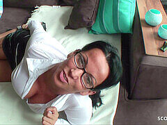 フェラチオ, 顔射, ドイツ人, 淫乱熟女, 母, フェラする