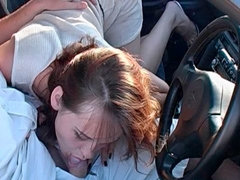Culo, Mamada, Coche, Estilo perrito, Pajear, Al aire libre, Pelirrojo, Adolescente