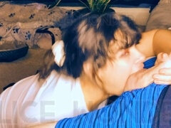 Big cock, slow deepthroat, gagging on dick