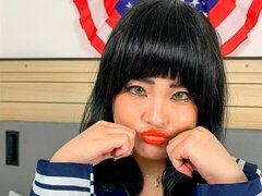 Азиатки, Большой член, Брюнетки, Член, Ласковые ручки, Лизание, Мастурбация, Короткая стрижка