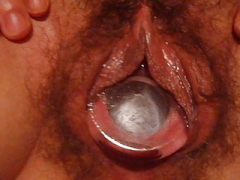 Clitoris grande, Penetracion con dedos, Abierta, Peludo, Orgasmo, Chorro