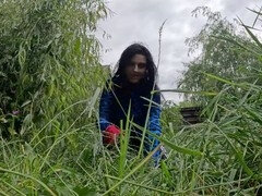 Eagerly waiting for a sizzling gardener with a massive member