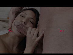 ベッドルーム, フェラチオ, なめる, パンティ, オマンコ, ガリガリ, ヒモパン, オッパイの