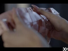 Pijpbeurt, Vingeren, Flexibiel, Natuurlijke tieten, Nylonstof, Klein, Kut duiken, Vrouw