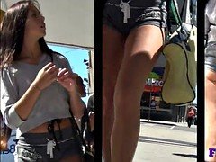 Amateur, Incroyable, Beauté, Brunette brune, Sous la jupe, Voyeur