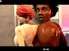 sandy-haired buxomy cougar takes Huge Black Cock - Late Night Shower