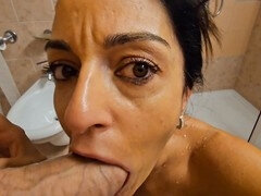 Vacation sex - wife on holiday enjoys shower sex