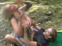 Outdoor titjob & sex with blonde euro chubby - big ass and monster tits