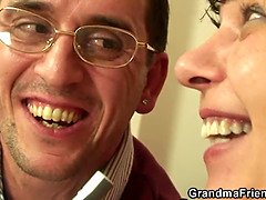Watch POV 3some with old lady and boys