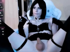 Lingerie, Masturbation, Transfrau, Solo, Strümpfe, Eng, Netzkamera