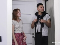 Milky smooth redhead meets delicious chocolate cock