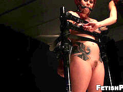 roped tattooed red-haired bi-atch Misti Dawn tormented by domina