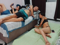 素人, デカ尻, バイセクシャル, チン, ラティーナ, レズビアン, 三人, 妻