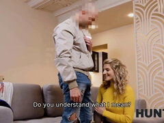 Monroe Fox and Lo Hunt for a Cuckold HD video - Real Russian teen with small tits takes money & ass fucking for cash