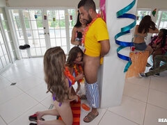 Минет, Брюнетки, Две девушки, Втроем